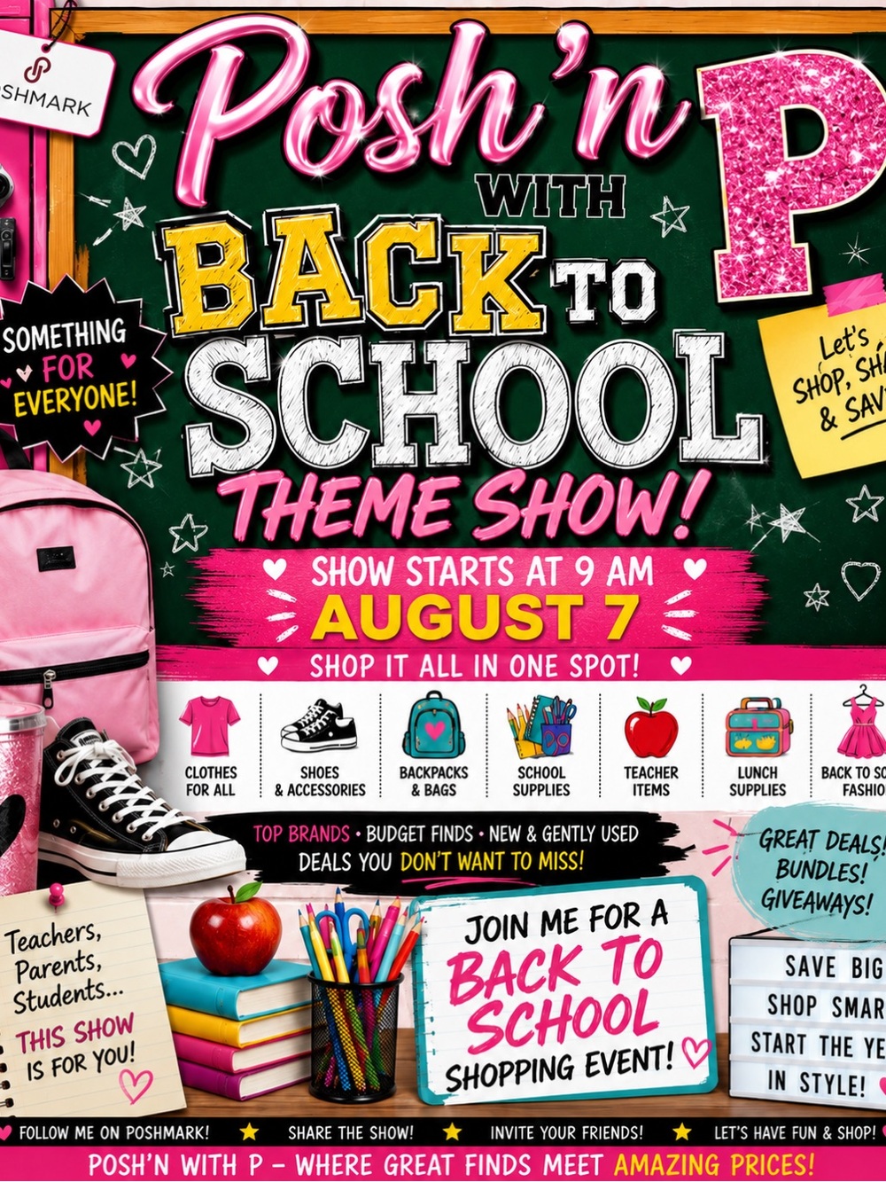 Posh Back to School Theme Show Poster - Pink and Green